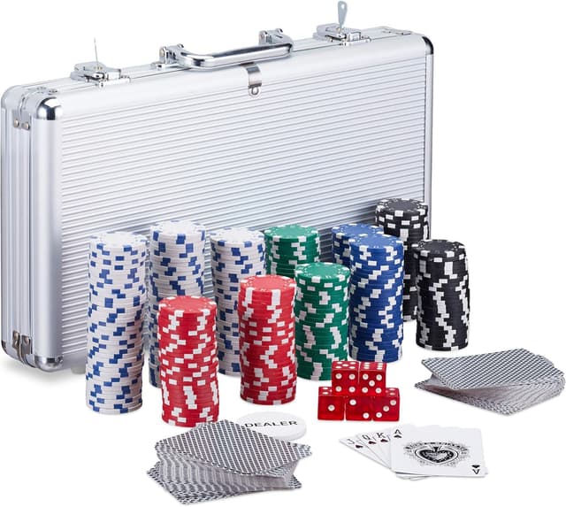 Detalle de Relaxdays Coffret de poker 300 jetons et accessoires