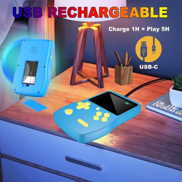 Detalle 2 de Bornkid console di gioco portatile 32 bit per bambini (3 pollici IPS, 139 giochi, ricaricabile)