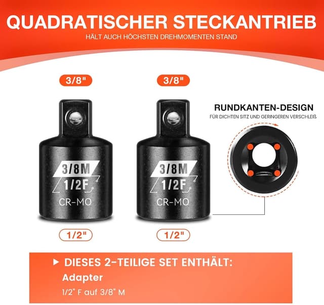 Thumbnail 2 de Stecknuss Adapter 1/2" auf 3/8" 2‑tlg