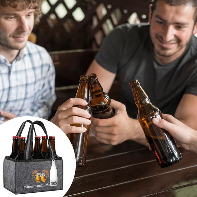 Thumbnail 6 de 6-Flaschenträger mit Flaschenöffner für Bier – praktische Männerhandtasche von Senken