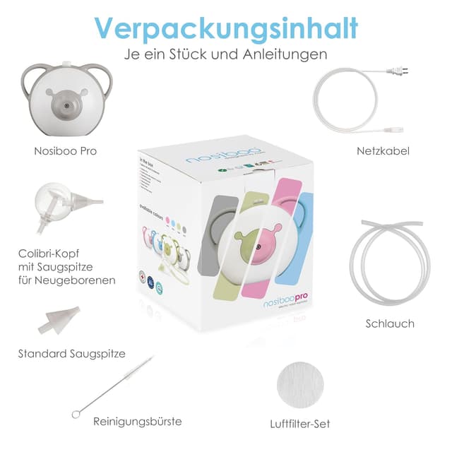 Detalle de Nosiboo Pro Baby Nasensauger elektrisch – mit Colibri-Saugkopf, drehbarer Saugkraft