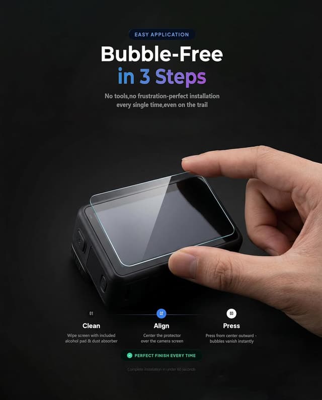 Detalle de iDaPro Displayschutz für DJI Osmo Action 6: Hartglas (9H) inkl. Objektivschutz & Schutz für Sub-Bildschirm (2+2+2-teilig)