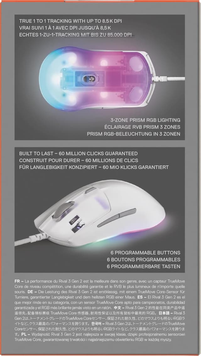 Thumbnail 13 de SteelSeries Rival 3 Gen 2 Ratón Gaming 8500 DPI RGB ⚪