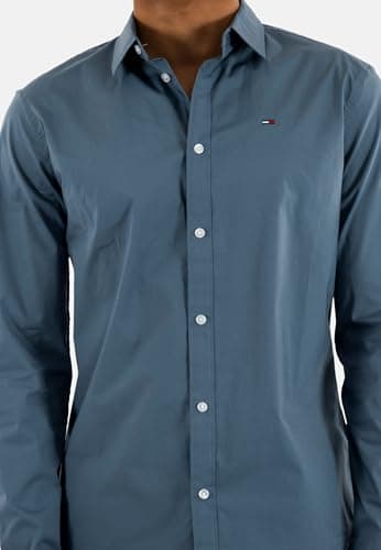 Detalle de Tommy Jeans Camisa para hombre TJM Original de manga larga en azul Blue Moment (talla S)