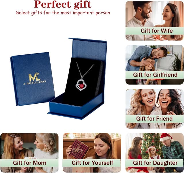 Thumbnail 6 de J.MOULING Damen Halskette aus 925 Sterling Silber mit Doppelherz-Anhänger und 3A Zirkonia