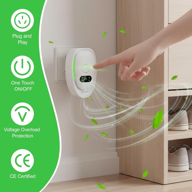 Detalle 2 de Ionic Mini Plug-In Air Purifier (Ionic Ioniser), Low-Noise Filterless Negative Ion Freshener – 2 Pack