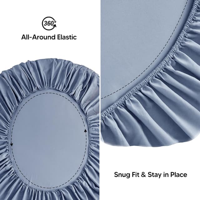 Thumbnail 6 de Tokokimo Parure de lit 4 pièces en microfibre bleu marine (housse de couette 220x240 + drap housse 160x200 + 2 taies 65x65)