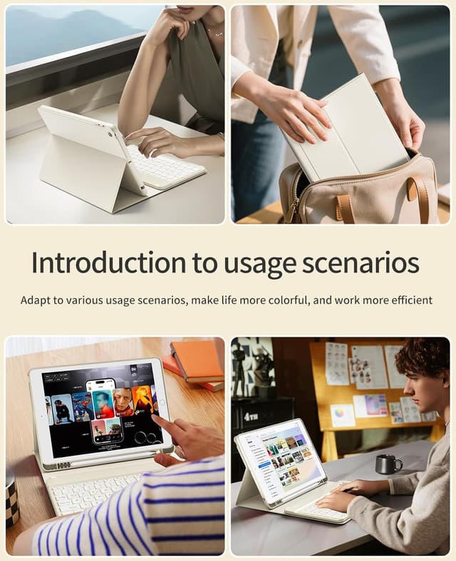 Thumbnail 6 de JKSML Tastatur Hülle für iPad 10.2 Zoll Creme Weiß