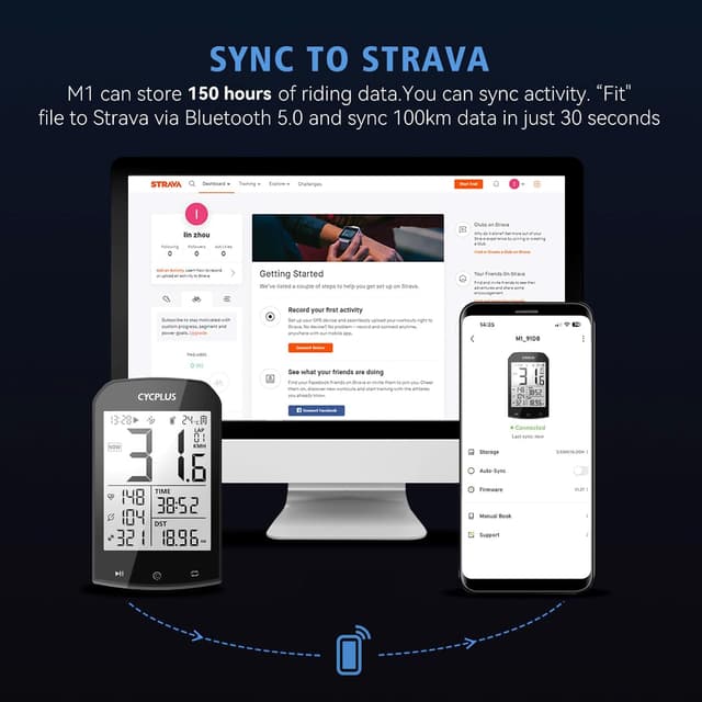 Thumbnail 6 de CYCPLUS M1 GPS Fahrradcomputer kabellos