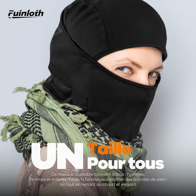 Detalle de fuinloth Cagoule moto/balaclava avec masque – protection UV UPF50+, séchage rapide et anti-vent