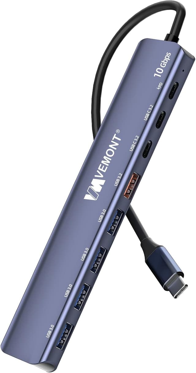 Detalle de USB C Hub 10Gbps 7 in 1 von VEMONT