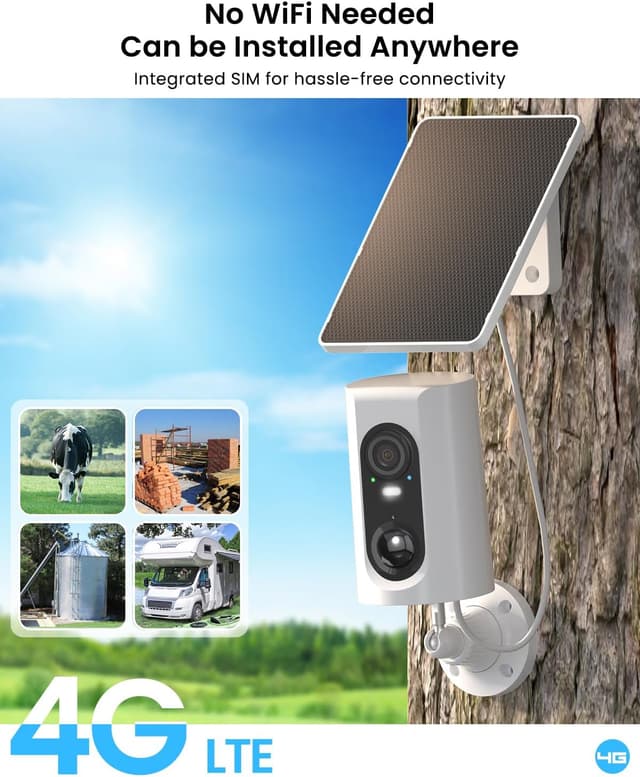 Detalle 2 de ANRAN 4G LTE Outdoor Surveillance Camera (with SIM card, 32GB SD) – 2K solar/battery, PIR, IP66