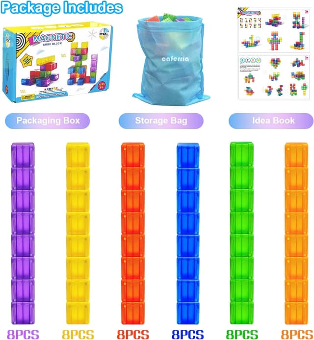 Thumbnail 6 de 48PCS Magnetic Blocks 1.38-inch STEM Building Toy 🧩