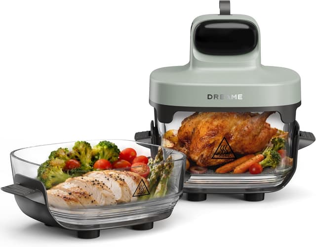 Detalle de dreame Tasti AirFryer 5-in-1 tragbare Glas-Heißluftfritteuse mit 2 Behältern (2,5 L + 4,5 L)