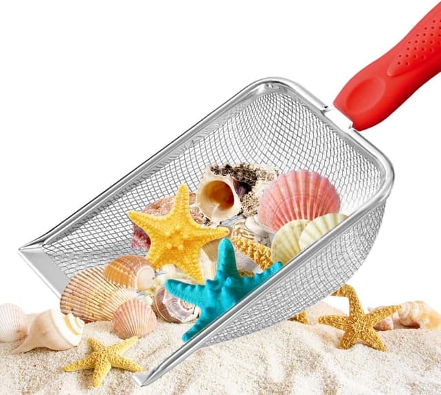 Detalle de UMUACCAN Beach Mesh Shovel Shark Tooth Sifter (Red) for Shell Collecting