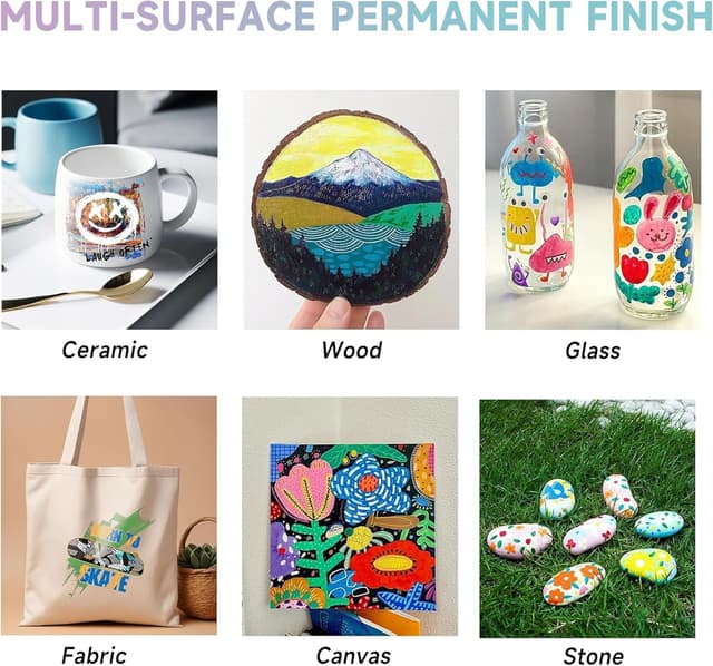 Detalle de WINSONS Acrylic Paints Set (24 Colours) – Non-toxic acrylic fabric paint for canvas, ceramics, crafts and more