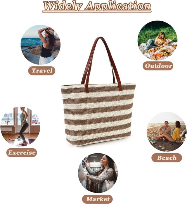 Thumbnail 5 de JFAN Stroh Strandtasche 35×12×19 cm