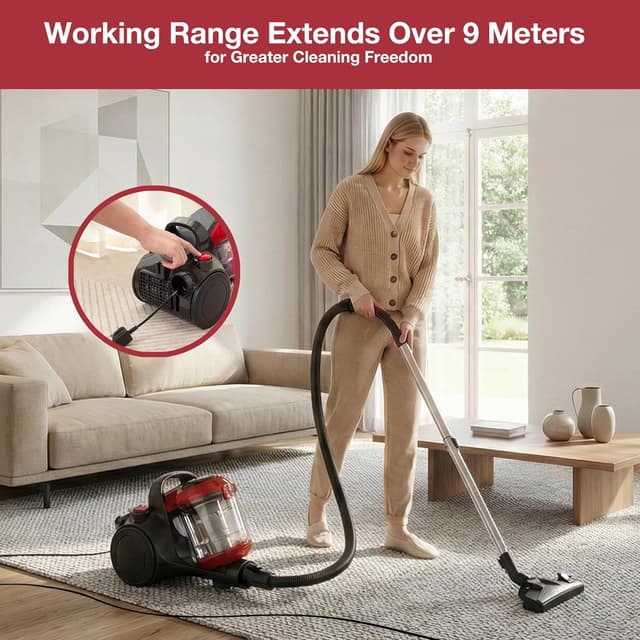 Thumbnail 6 de Akitas C10 bagless cylinder vacuum cleaner with 900W motor and 32cm horsehair parquet brush