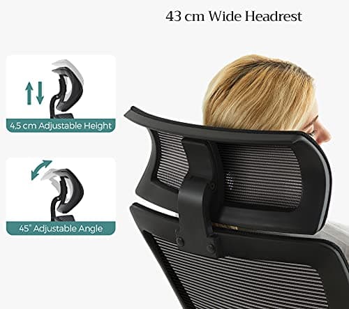 Detalle 2 de SONGMICS Silla de Oficina de Malla 🪑 con Apoyabrazos Ajustables