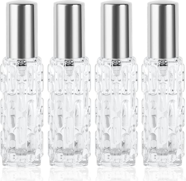 Detalle de LOPHE nachfüllbarer Parfümzerstäuber (Glas) – 4×10 ml Reise-Parfümflakons, silber