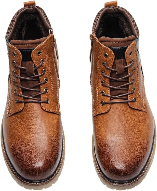 Detalle 2 de Harssidanzar Herren Motorrad Kampfstiefel KM317EU – Schnür-Chelsea-Stiefelette für kaltes Wetter