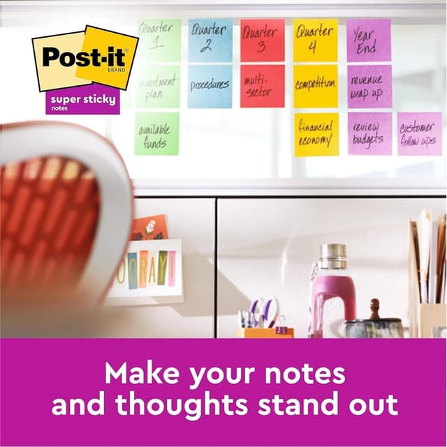 Thumbnail 6 de Post-it Super Sticky Notes (76 mm x 127 mm) – Super Sticky 6-pack, 540 sheets in bright colours