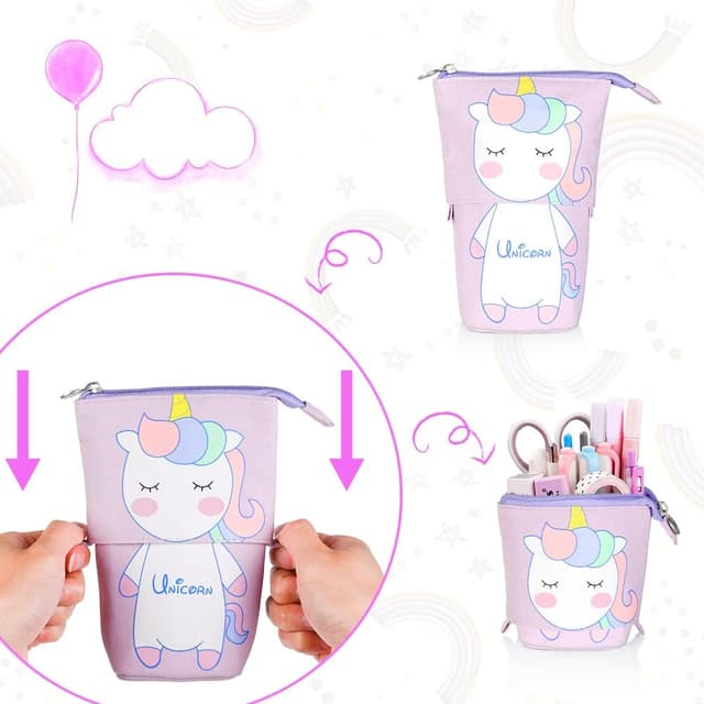 Detalle de Vicloon astuccio telescopico cartoon con cerniera ed espansione, con 2 “matite eterne”