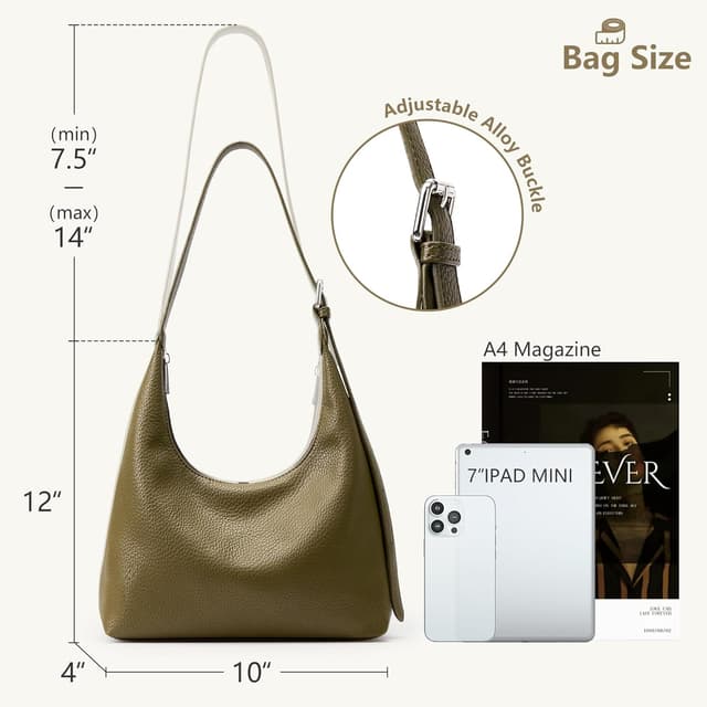 Detalle de KALIDI Vintage Vegan Leather Tote Bag with Adjustable Strap – Work, Daily & Crossbody Carry