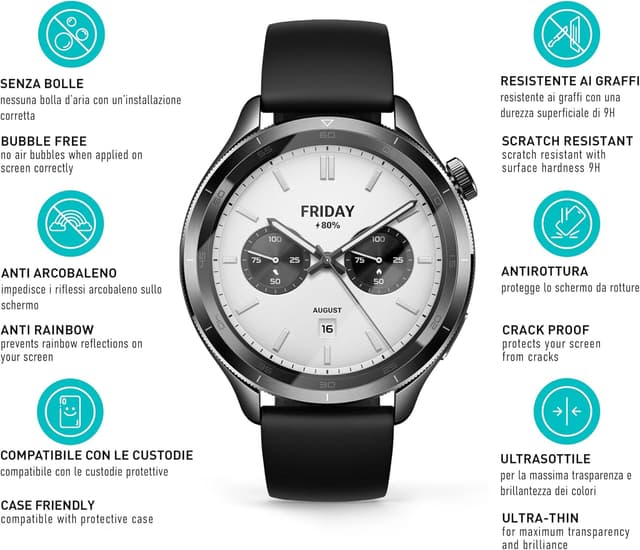 Detalle de smartect Vetro Temperato (3 pezzi, Clear) per Xiaomi Watch S4: anti-graffio 9H