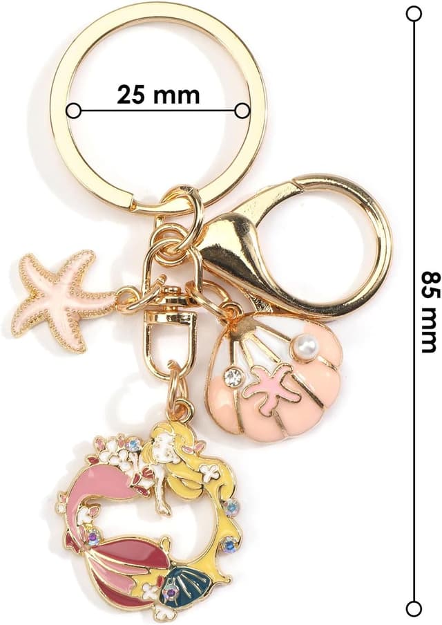 Detalle 2 de Gallkeat Muschel & Seestern Schlüsselanhänger als Bag Charm (Meerjungfrau-Look) für Damen
