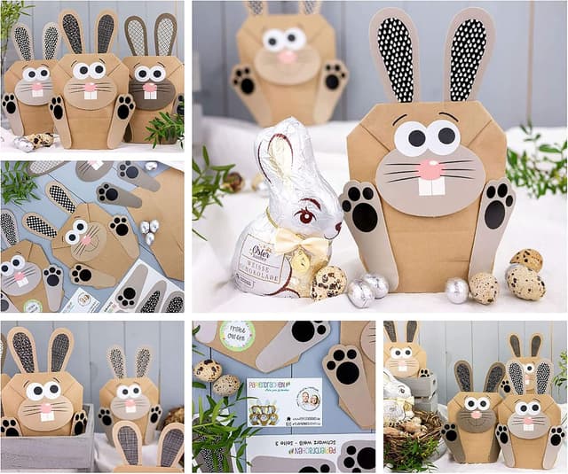 Detalle 2 de Papierdrachen Osterhasen Tüten DIY 12 Stück