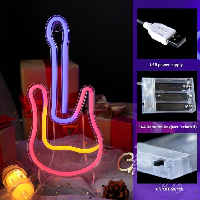 Detalle de DWOOKE Guitar neon sign LED light for music