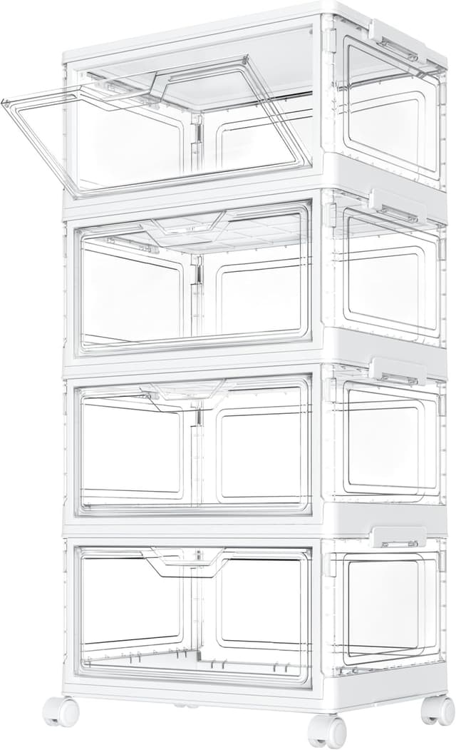 Imagen de StowBin 23L Clear Stackable Storage Boxes with Wheels 🗄 en OfertitasTOP