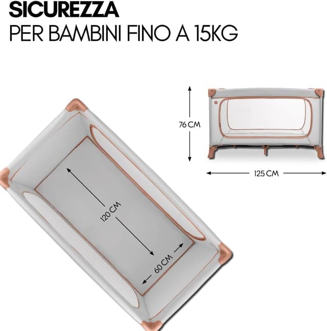 Detalle de Hauck Dream N Play Plus Lettino da Viaggio Dusty Cork 120x60 cm con materasso e zanzariera