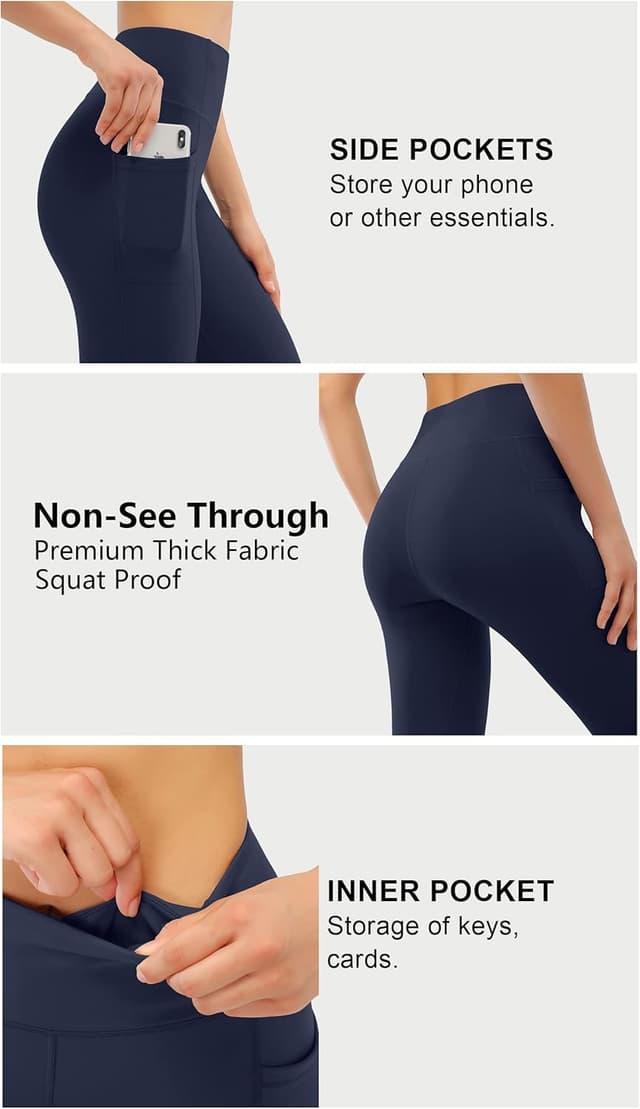 Detalle de JOYSPELS women’s fleece lined thermal leggings with pockets (high waist)