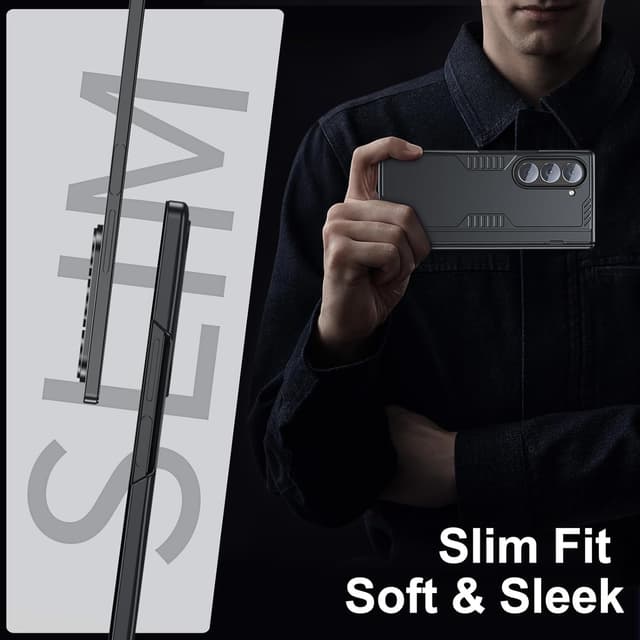 Detalle de Kaiiecal Slim Hinge Stand Case with Screen Protector for Samsung Galaxy Z Fold6 (Black)