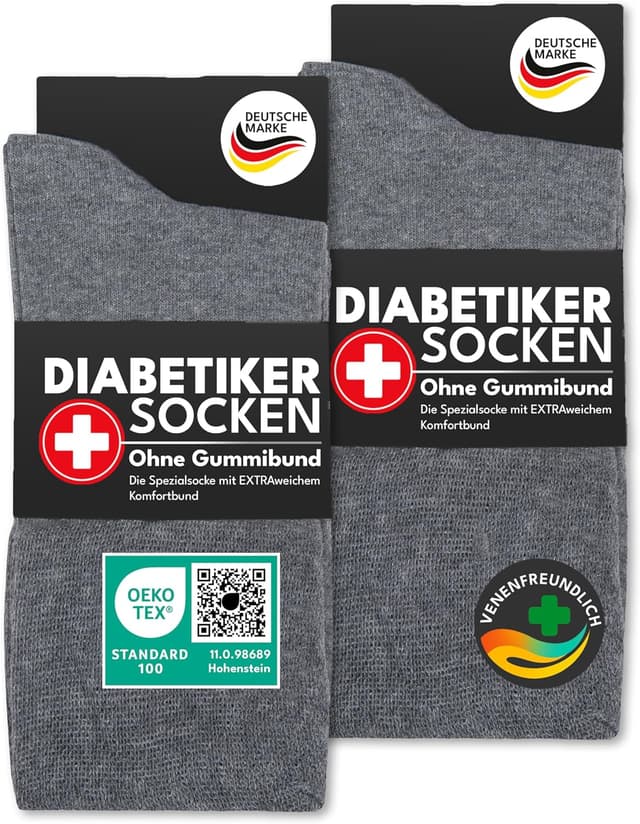 Detalle de sockenkauf24 Diabetikersocken ohne Gummi & ohne Naht – 97% Baumwolle (6 Paar) für Damen & Herren