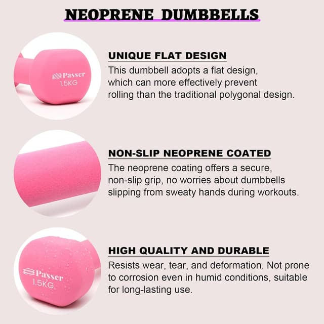 Detalle de Neopren Kurzhanteln Set (2er-Set) für Frauen und Kinder – flaches Design, rutschfester Griff