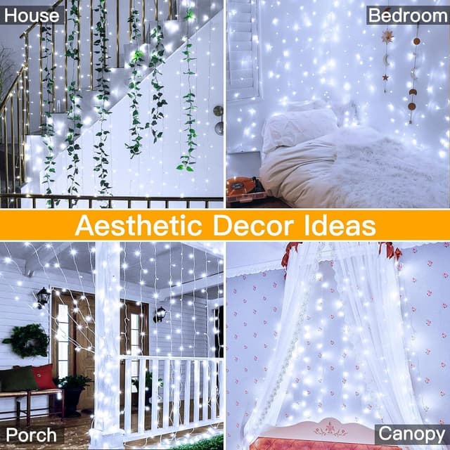 Detalle de yowin Tenda Luminosa Natale 300 LED 3x3 m con spina, timer e 8 modalità