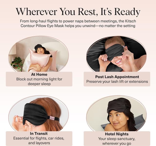 Detalle de Kitsch Beschwerte Satin Schlafmaske (116 g) – gewichtete Augenmaske für Schlaf & Reisen mit Lavendelduft, verstellbar und lichtblockierend