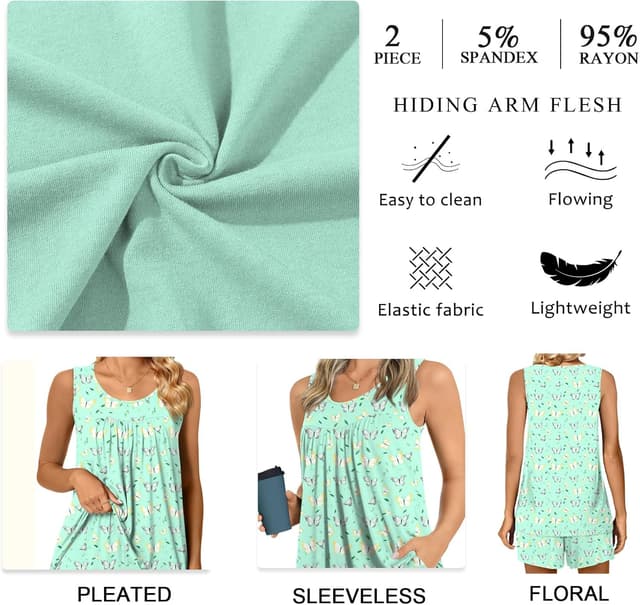 Thumbnail 3 de POPYOUNG Pajama Set 2‑Piece 95% Rayon Tops & Shorts