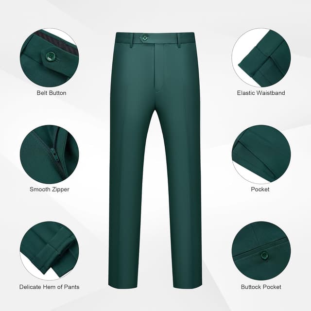 Detalle de WULFUL Men’s Slim Fit 2-Piece Suit Set (One-Button Blazer + Pants) for Party, Wedding & Business