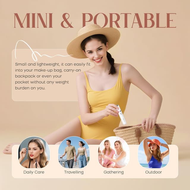 Thumbnail 5 de Facial Hair Remover for Women (2-in-1 Epilator + Face Shaver) with LED Light, USB Rechargeable – White