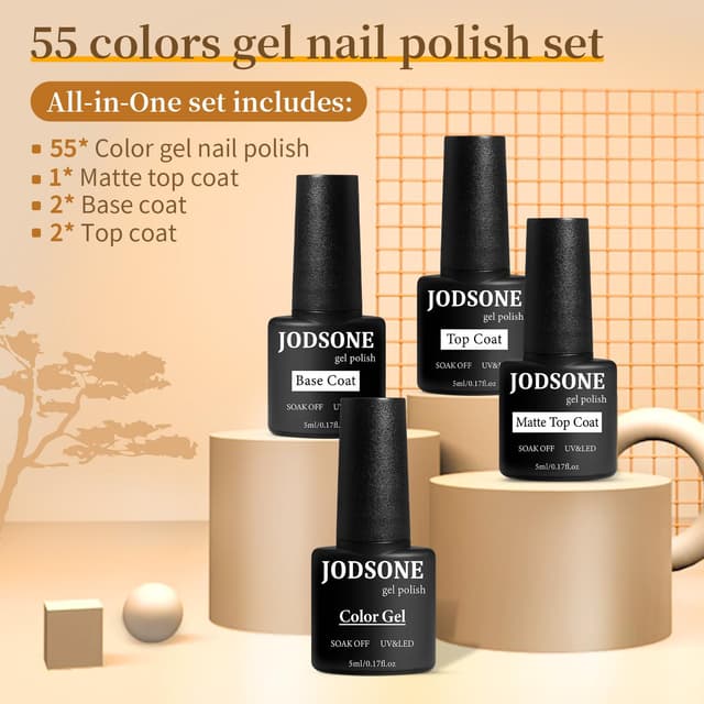 Detalle 2 de JODSONE 60 PCS Gel Nail Polish Set 55 Colors ๐