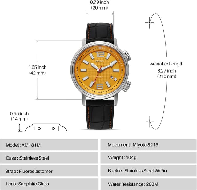 Thumbnail 5 de BERNY Taucheruhr Automatische Mechanische 20ATM