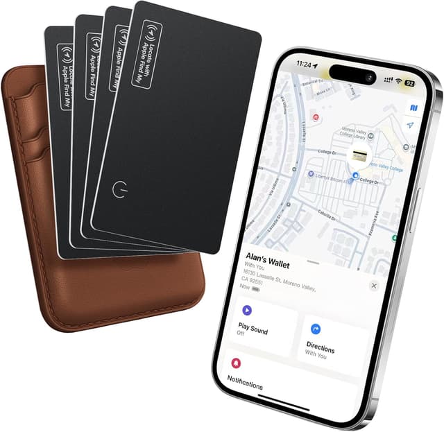 Detalle de Ultra Slim Air Card Tag (2026) MFi Certified Wallet Smart Tracker Card (4-Pack, Black) for Apple Find My