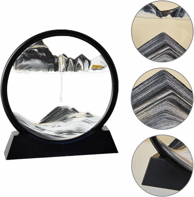 Detalle 2 de Arthink Moving Sand Art Picture in Motion Round Glass 3D Deep Sea Landscape (12 inch) – Sensory desk decor