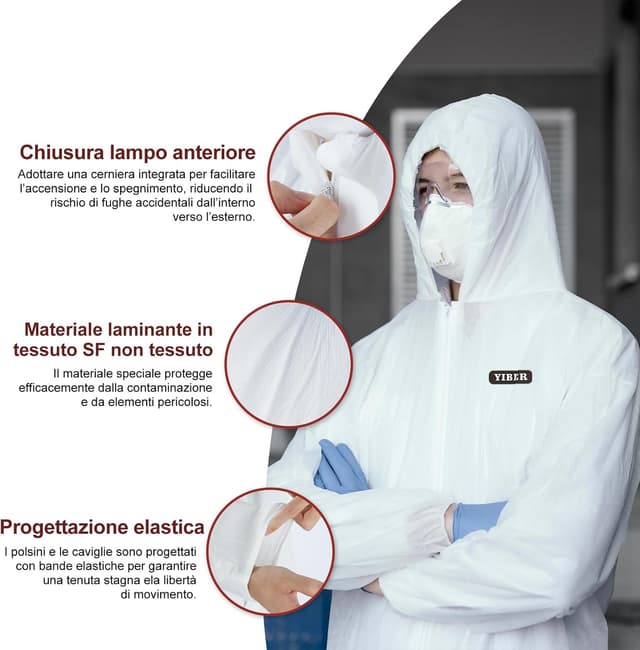 Thumbnail 2 de YIBER Tute Hazmat: tuta protettiva monouso