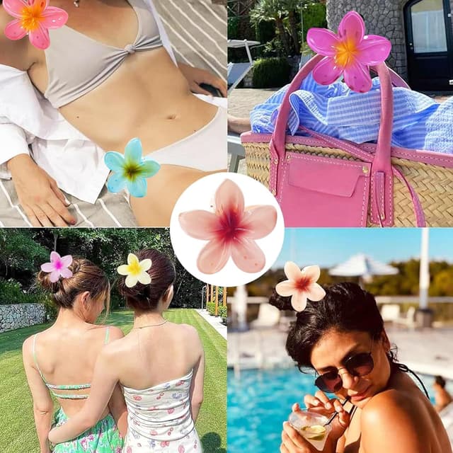 Detalle de YeahBoom 8er Set Blumen-Haarspangen für Frauen – 3D-Haarklammern mit rutschfestem Kunststoff