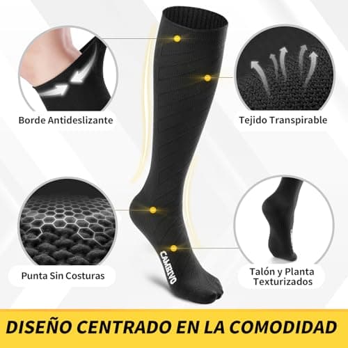 Detalle de CAMBIVO medias de compresión 20-30 mmHg (3 pares) para mujer y hombre: pensadas para deporte, varices y viajes
